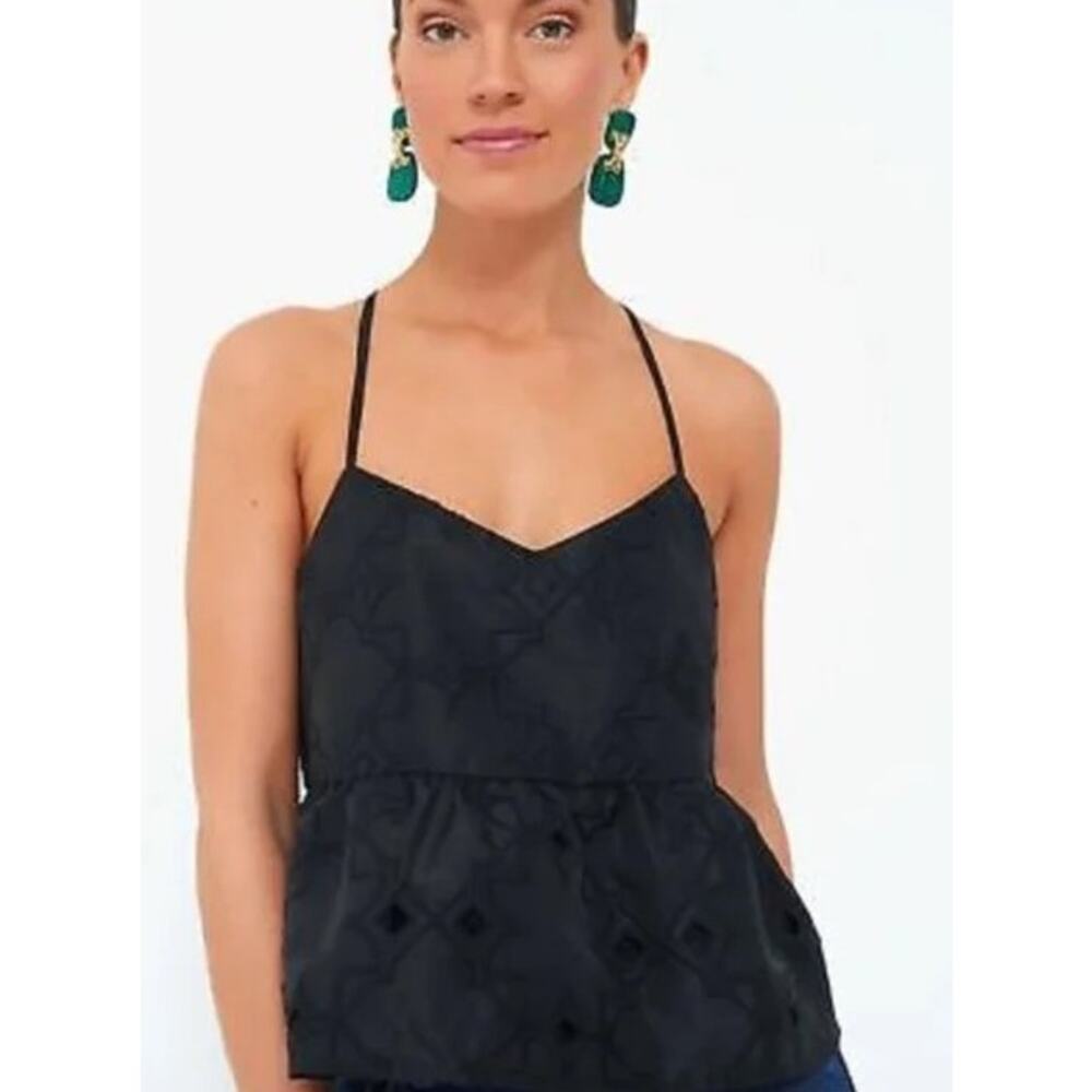 NWOT Tuckernuck Noir Nights Allie Sz S Black V Neck Spaghetti Straps Peplum Hem